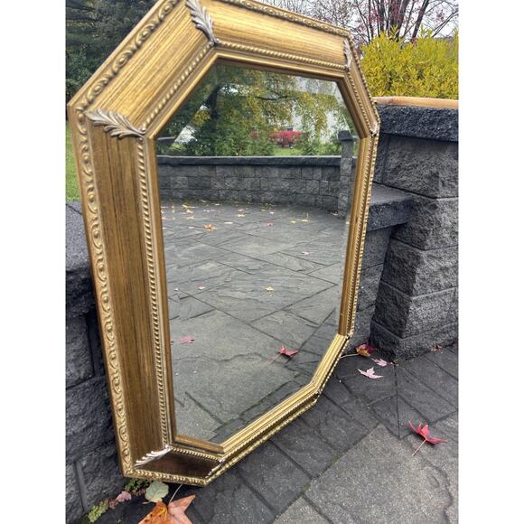 Bombay Co. Allegro Beveled Wall Mirror Italy Made Gold Wood Frame 35x27” - Picture 13 of 16